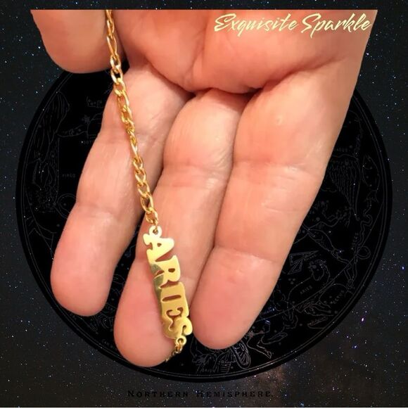 COPY - ⭐️10k Gold Constellation Nameplate Bracelet / Anklet Figaro Style Chain - Picture 6 of 16